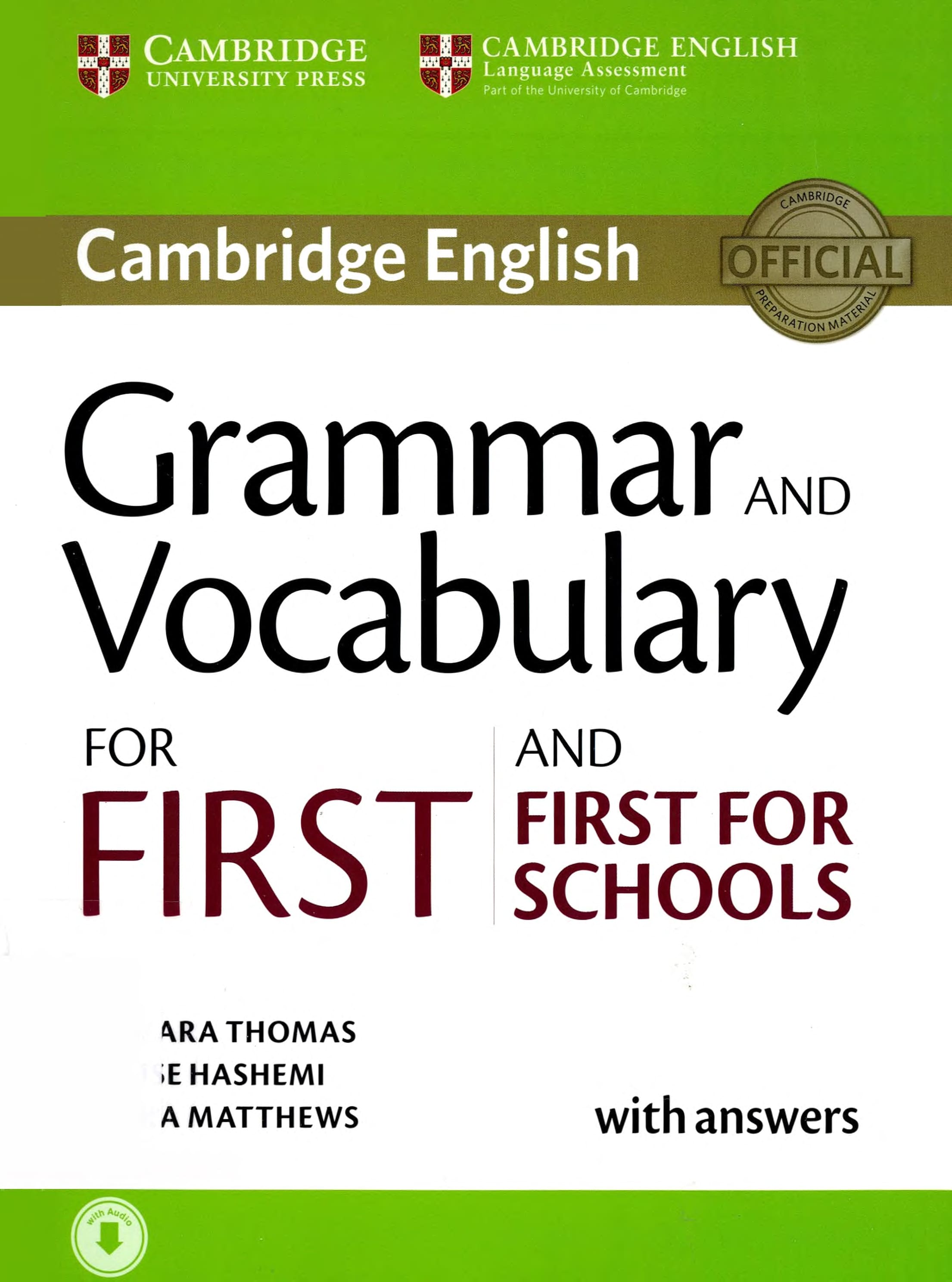 Portada Grammar and vocabulary for First and First for Schools: with answers